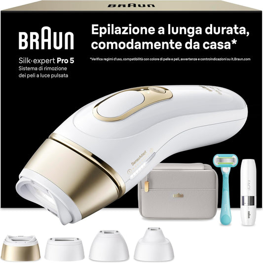 320831 - BRAUN Depilator Lumiere Pulsee Silk·expert Pro 5 PL5412, 100-240V, 50/60Hz, i bardhë dhe i kuq