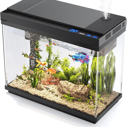 208173 - VEHIPA - Akuariume Qelqi 9L, me Lagështues Inteligjent, Tregues Temperature, Sistem Filtrimi i Heshtur 3-në-1, Ndriçim me 7 Ngjyra