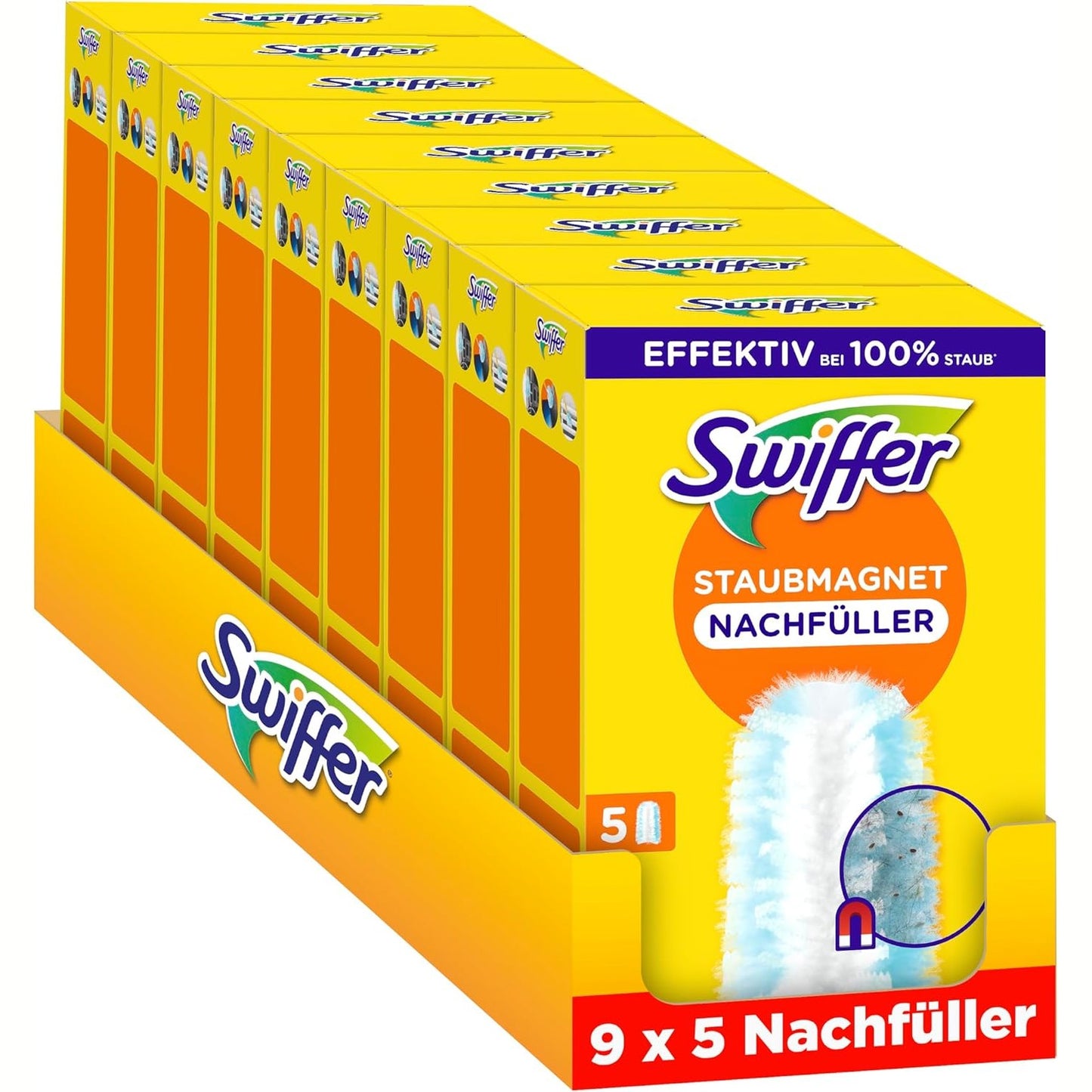 271210 - SWIFFER Mbajtëse pluhuri Duster, 45 fshesa pluhuri, Kap dhe bllokon pluhurin dhe papastërtinë, Format Giga