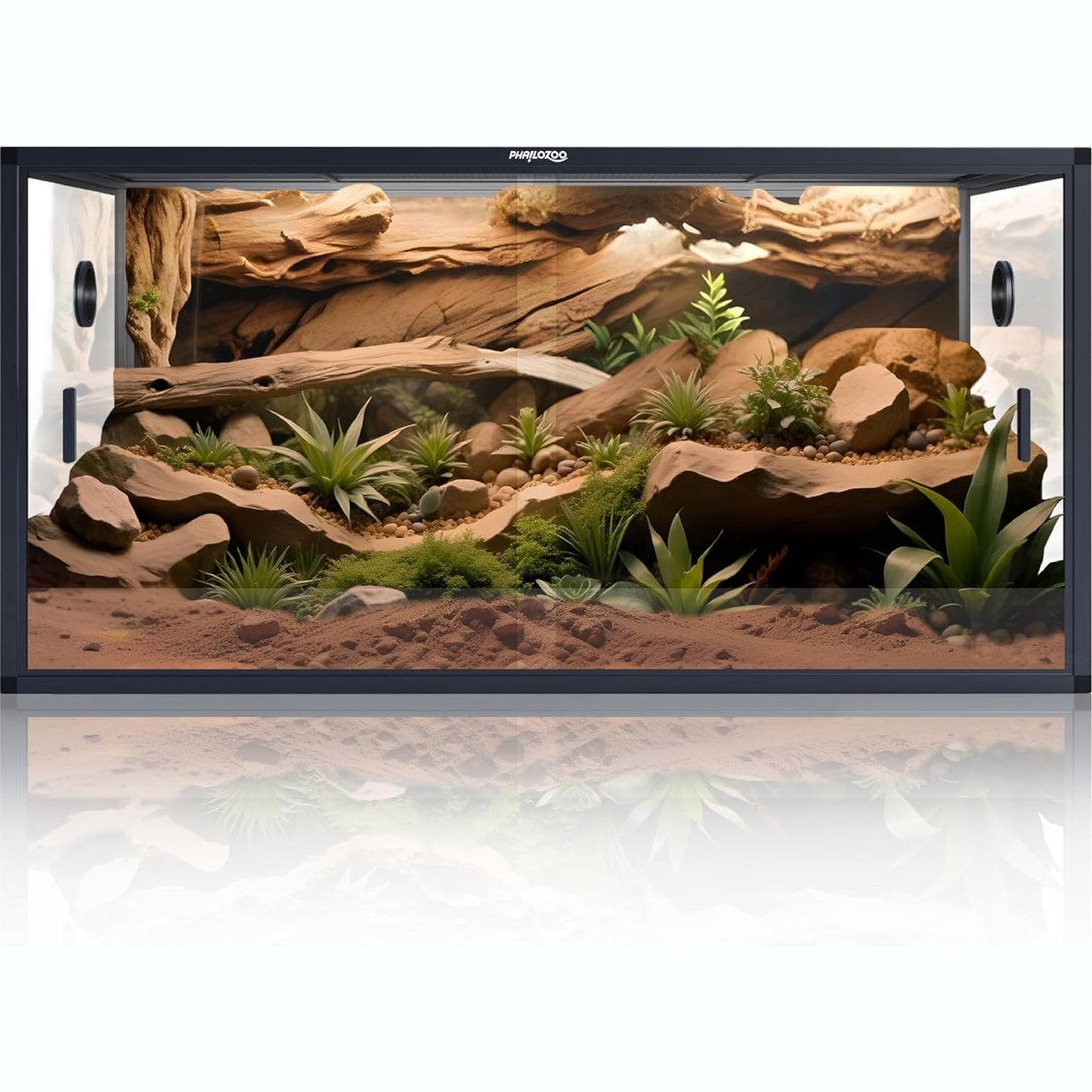 195009 - PHAILOZOO Terrarium për Zvarranikë 120 Gallon, Dimensionet 4x2x2, me Hapje të Përparme për Mirëmbajtje të Lehtë, Akuarium Zvarranikësh me Ventilim dhe Ekran të Sipërm