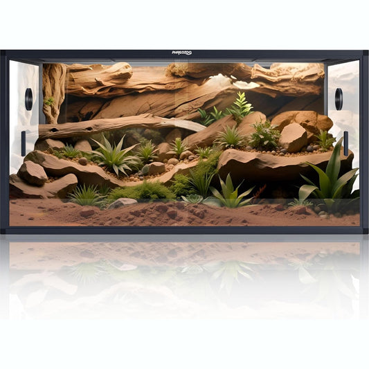195009 - PHAILOZOO Terrarium për Zvarranikë 120 Gallon, Dimensionet 4x2x2, me Hapje të Përparme për Mirëmbajtje të Lehtë, Akuarium Zvarranikësh me Ventilim dhe Ekran të Sipërm