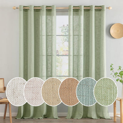 251084 - MIULEE PERDE VOILE ME VRIMA, Set prej 2, 225X140 CM, Jeshile, Perde Gjysmëtransparente