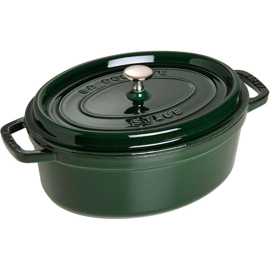 177012 - STAUB Tavë Pjekjeje/Kokote, Prej Gize, Formë Ovale, Madhësia 29 cm, Kapaciteti 4.25 L, Ngjyra Buzë Jeshilë