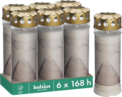 255836 - BOLSIUS Qiri Varri - i Bardhë - 6 copë - Kohëzgjatja e Djegies 168 Orë - Pa aromë - Nr. 7