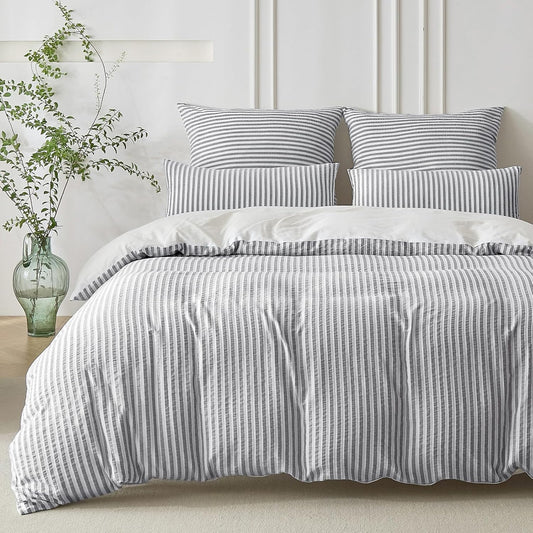 213348 - SOULFUL Mbulesë Jorgani 220x240 cm Pambuk me 2 Mbulesa Jastëku 65x65 cm - 100% Pambuk i Larë - Set çarçafësh për 2 persona, ngjyrë blu-gri