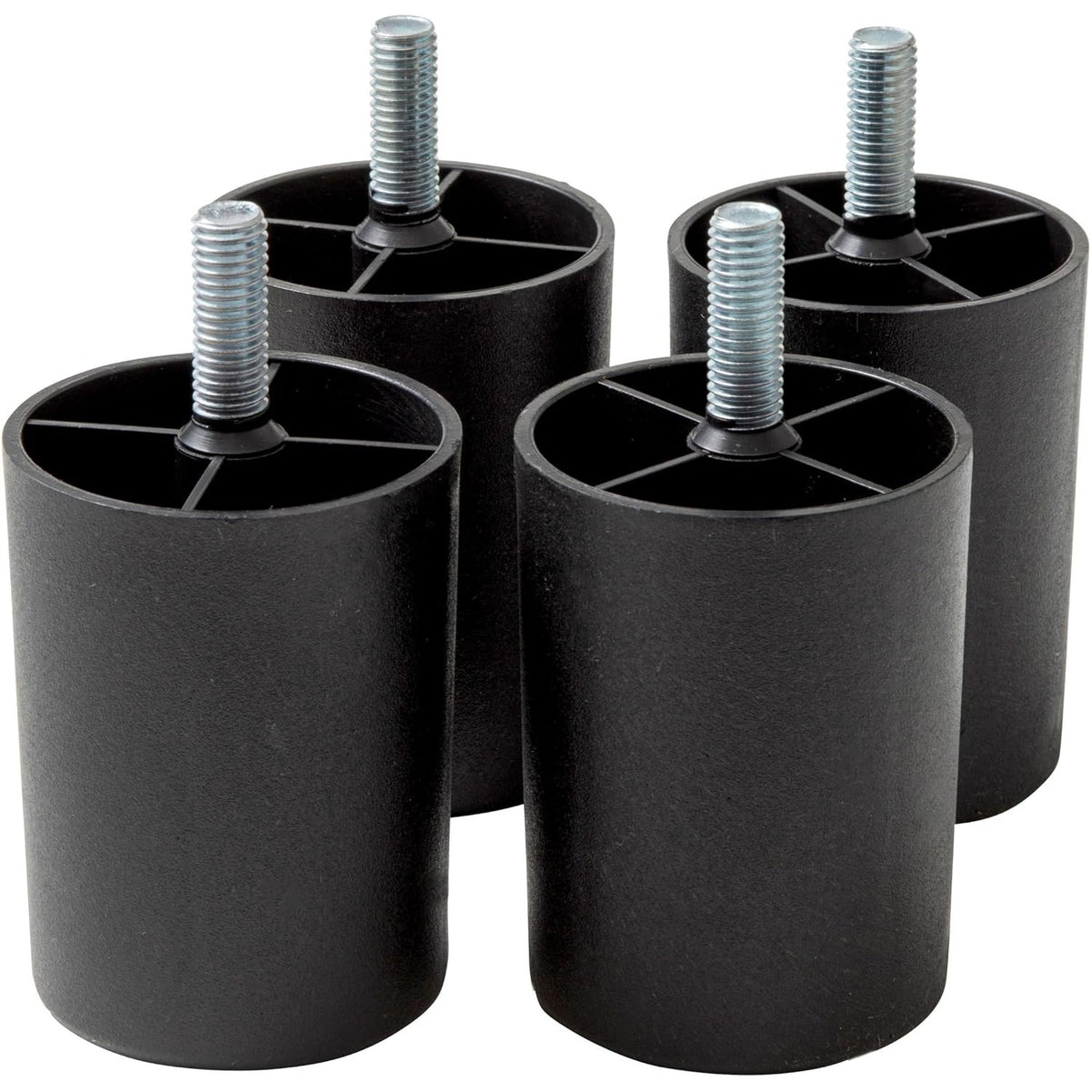 335221 - IPEA Këmbë plastike për divan dhe mobilje, 80 mm, Set prej 4 këmbësh me vida, të zeza