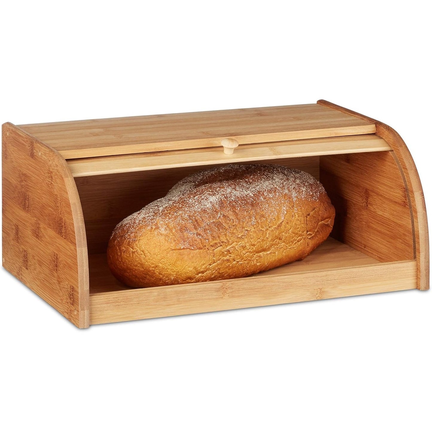 223038 - RELAXDAYS - Kuti buke prej bambuje (L x G x Th): 16.5 x 40 x 27.5 cm - Kuti buke e mbështjellë për ruajtjen e bukës rezistente ndaj aromës - Natyrale