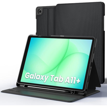 277009 - EASYACC Mbulesë libri për Samsung Galaxy Tab A11+/ A9+ Plus 11 inç 2025 me mbajtëse stilolapsi, mbulesë tableti me mbështetëse të hollë folio, shikim me shumë kënde, e zezë