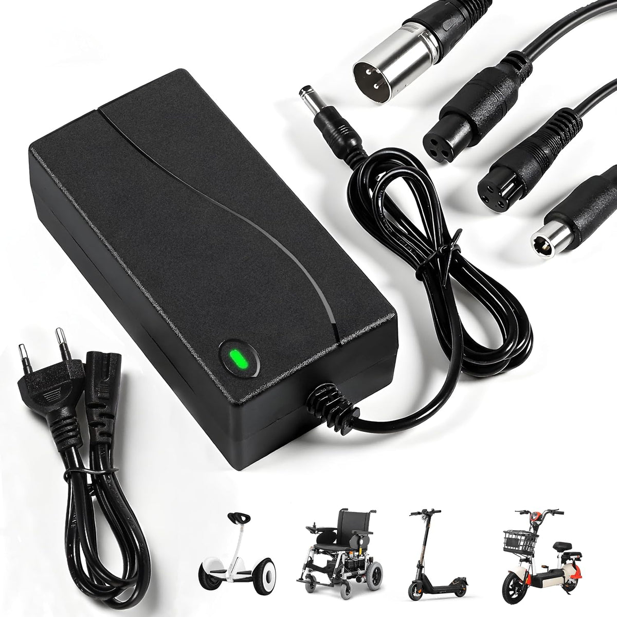 314102 - KARIKUES UNIVERSAL PËR SKUTERË ELEKTRIKË 42V 2A (5 Lidhje) – Furnizim me Energi për Bateri Litiumi 36V