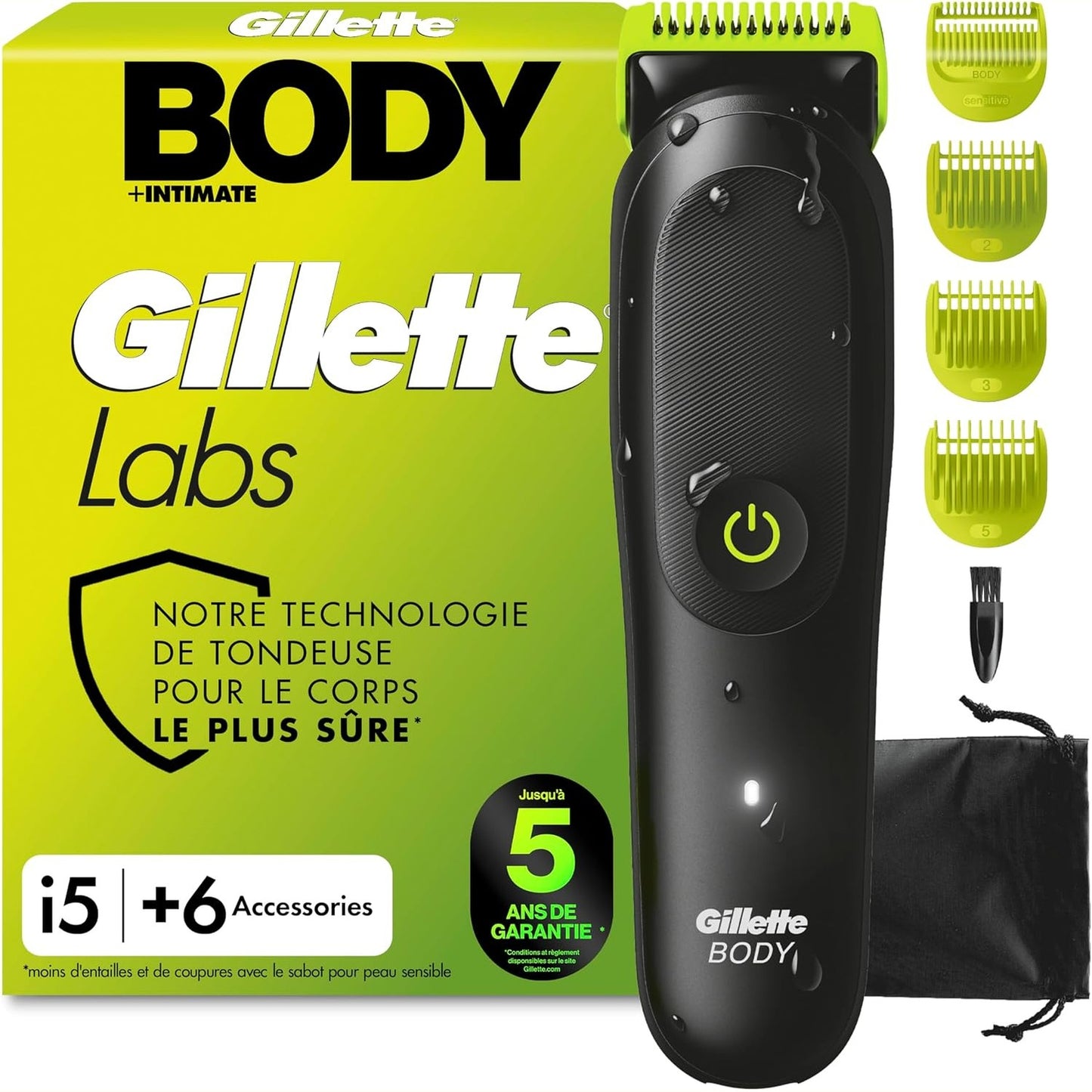 320947 - GILLETTE Makinë prerëse për meshkuj Labs Body + Intimate i5, 6 aksesorë, Ngjyra: e zezë