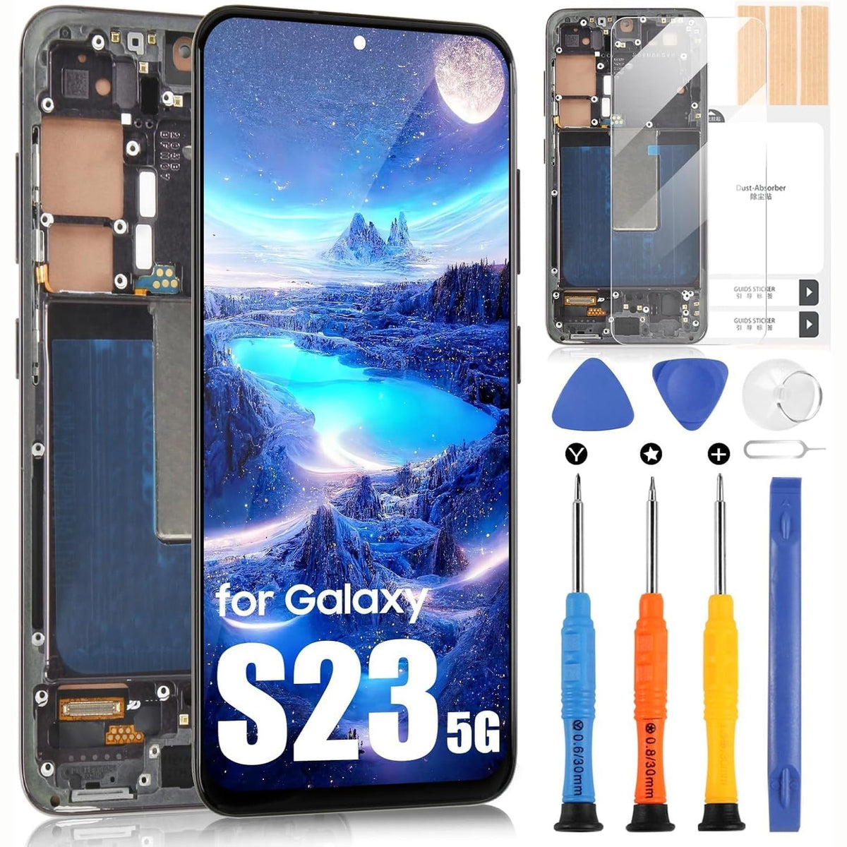 305203 - ARSSLY Ekran LCD (Versioni Amerikan) për Samsung S23 5G, Ekran me Kornizë Prekjeje, Montim Dixhitalizuesi me Riparim (Nuk Mbështet Gjurmë Gishtërinjsh)