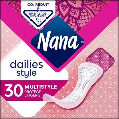 319164 - NANA DAILIES STYLE Mbajtëse të brendshme shumëngjyrëshe, të holla dhe ultra-thithëse për të gjitha llojet e të brendshmeve, 30 në pako individuale