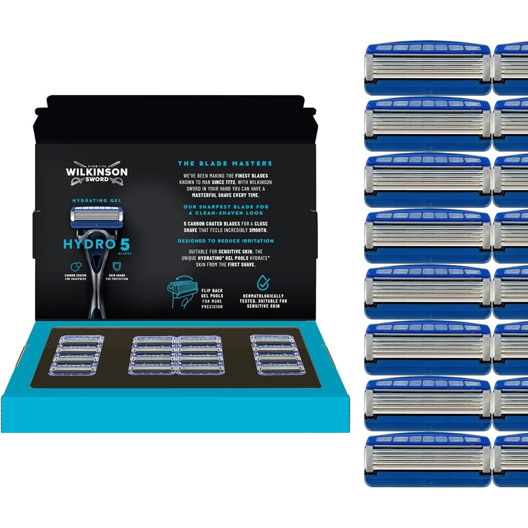 300571 - BRISK WILKINSON SWORD - Hydro 5 për burra, 16 tehe zëvendësuese, xhela hidratues, prerës i palosshëm