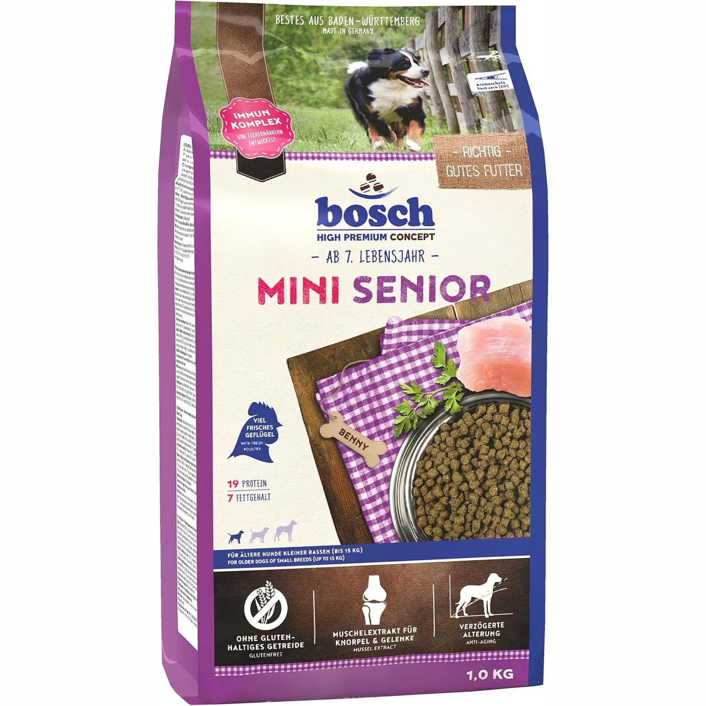 253898 - Bosch HPC Mini Senior | Ushqim i thatë për qen të racave të vogla (deri në 15 kg) | 1 x 2.5 kg