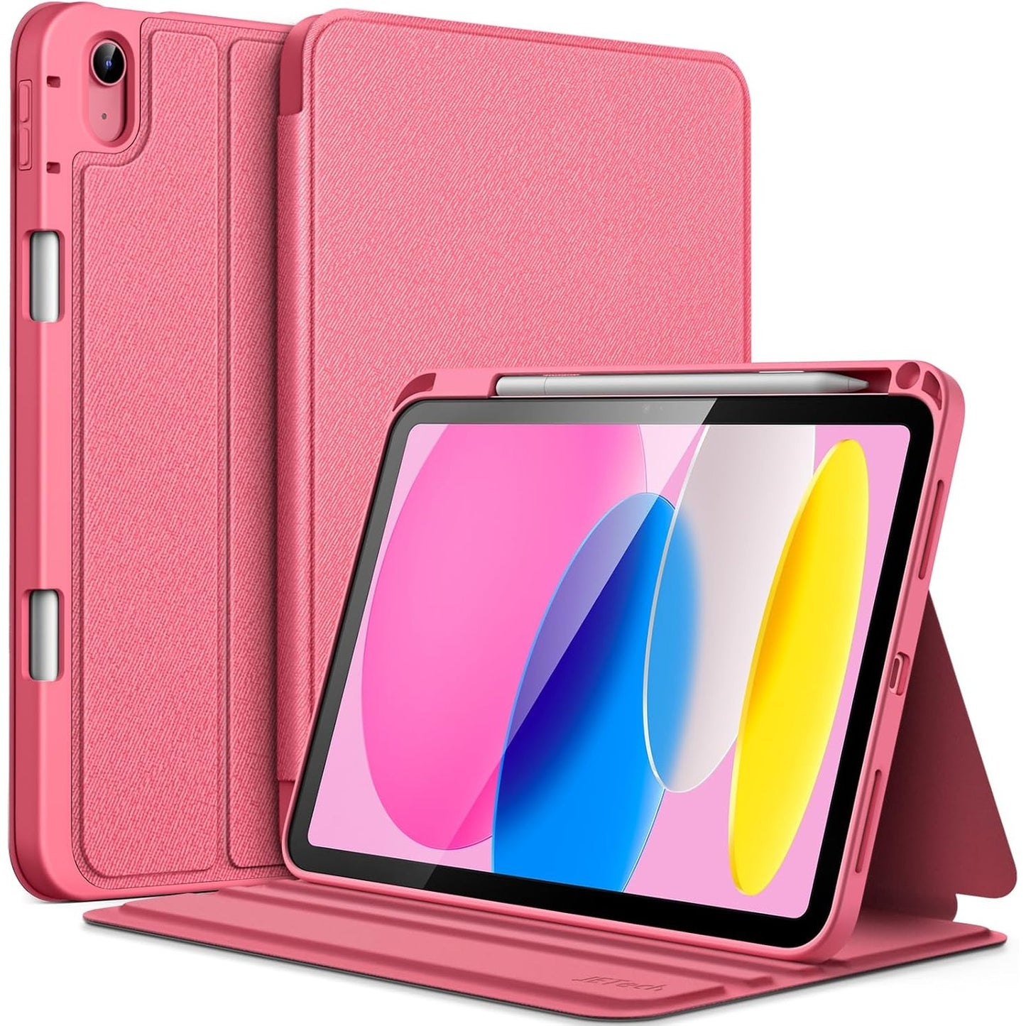 189848 - JETech Mbështjellëse për iPad (A16) Gjenerata e 11-të/10-të (2025/2022) me Mbajtëse Stilolapsi, e Hollë, me Folio, Mbulesë Mbrojtëse Tableti, Shikim në Shumë Kënde, Rozë