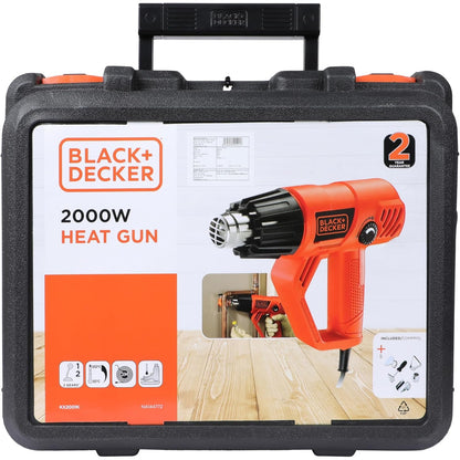 288540 - BLACK+DECKER Pistoletë Nxehtësie KX2001K-QS, 2000W, 230V, me 8 Pajisje Aksesorë, Furnizohet në një Kuti