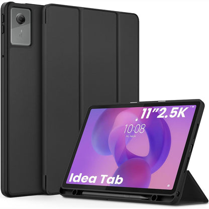 320463 - EASYACC Mbrojtëse për tabletin Lenovo Idea Tab 2025 11 inç, ultra e hollë me mbajtëse stilolapsi TB-336ZU TB-336FU, mbrojtëse prej lëkure PU të hollë (e zezë)