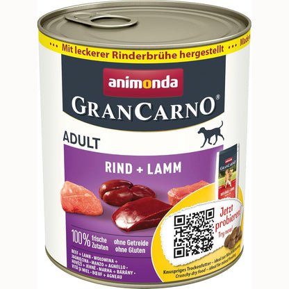 253106 - ANIMONDA Ushqim i lagësht për qen GranCarno me mish viçi dhe qengji, 6 x 800 g, Pa drithëra dhe pa sheqer