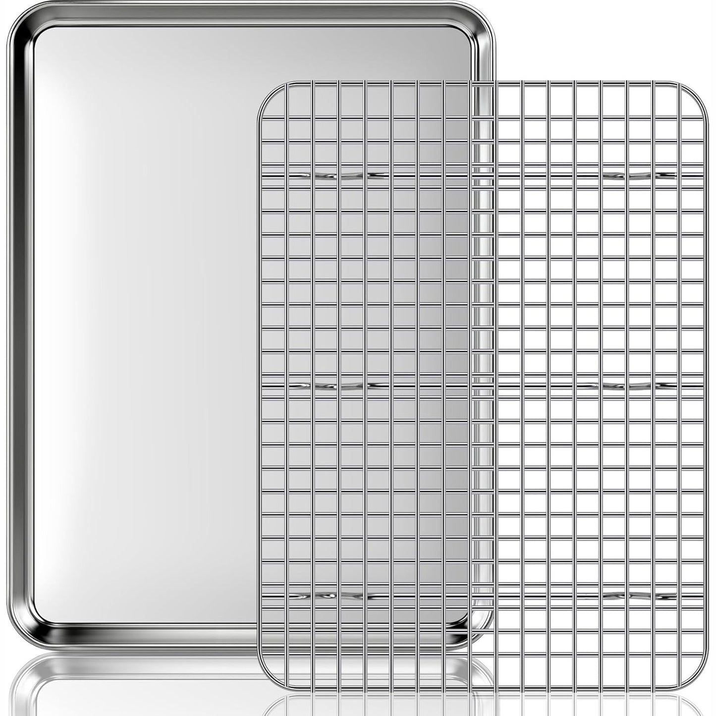 214754 - FIRE MORE Tepsi Pjekjeje me Raft Ftohës, set tepsish dhe raftesh pjekjeje prej çeliku inox, 40.5x30.5x2.5 cm