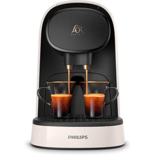 118242 - PHILIPS L'OR - Makinë Kafeje Barista, Presion 19 bar, Përdor Kapsula Të Dyfishta ose Klasike, Rezervuar 1L, E Bardhë Saten, LM8012/00, Përfshin 9 Kapsula