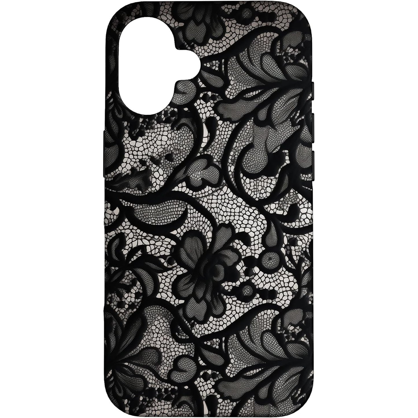266774 - Mbështjellëse me dantellë të zezë për iPhone 16 - Material: Dantellë, Pesha: 40g