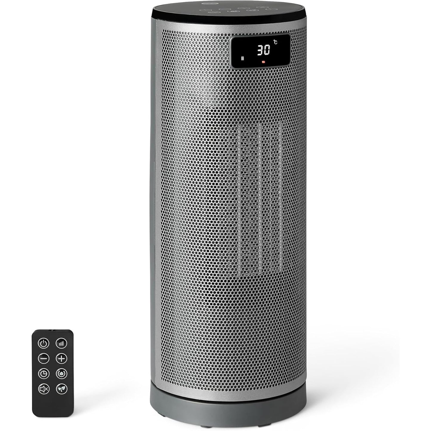 221386 - AMAZON BASICS Ngrohës elektrik, ngrohës qeramik portativ me ventilator, lëkundje 70°, 1800W, 40 cm, gri