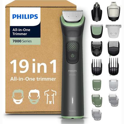 274889 - PHILIPS Multigroom 7000 për Burra, makinë prerëse dhe prerëse flokësh gjithëpërfshirëse me 19 pjesë, tehe vetë-mprehëse, 26 cilësime gjatësie (0.5-20 mm), MG7962/30