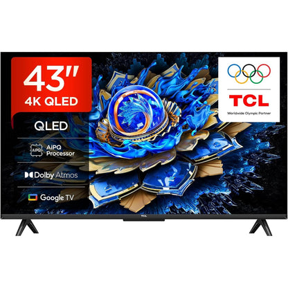 272600 - TCL 43T69C 43 inç QLED Televizor LED 4K HDR, Smart Google TV, Dolby Vision & Atmos, Game Master, Motion Clarity, i pajtueshëm me Google Assistant dhe Alexa