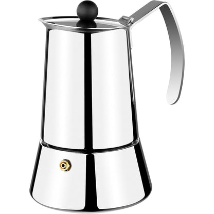 251481 - Monix Eterna Makinë kafeje italiane, 6 filxhanë, çelik inox, gri, 10 cm
