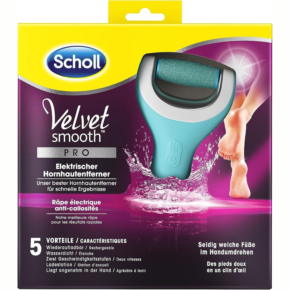 301834 - SCHOLL Heqës kallosh elektrik Velvet Smooth Pro, rikarikueshëm, 1 pajisje + stacion karikimi