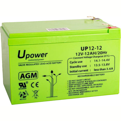 268638 - U-POWER Bateri Plomb AGM 12V 12Ah F2 6,3mm
