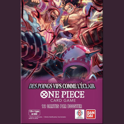 141675 - Asmodee - One Piece OP-11 Booster Blister - Bandai - Grushta të gjalla si rrufeja - Lojë me letra shkëmbimi - Ishulli i tërë i tortës - Një grusht me shpejtësi hyjnore - Versioni francez