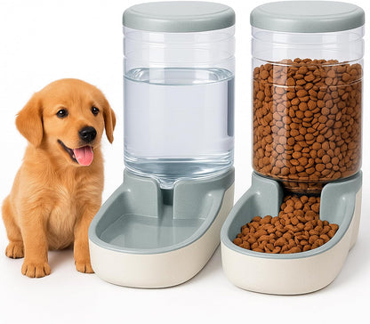 255823 - EDIPETS Dispensues Automatik Ushqimi për Kafshë Shtëpiake, 2 Njësi, 3.8 L, Tas Ushqimi dhe Uji (Gri)