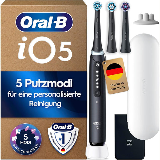 296559 - ORAL-B Furçë dhëmbësh elektrike iO Series 5 Plus Edition, 3 koka furçe, 5 mënyra pastrimi, Çantë udhëtimi, e zezë