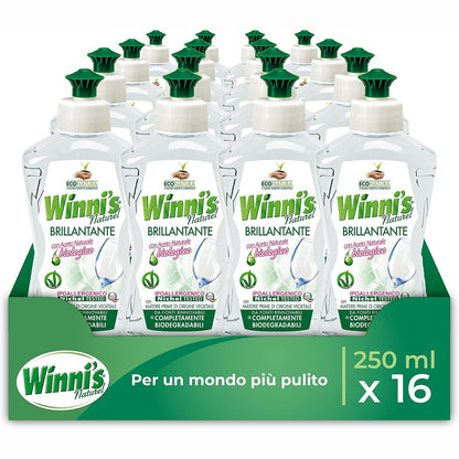 289884 - WINNI'S Shtesë Hipoalergjike për Shpëlarje Lavastoviljesh, 250ml x 16 Paketa, me Uthull Natyrale Organike