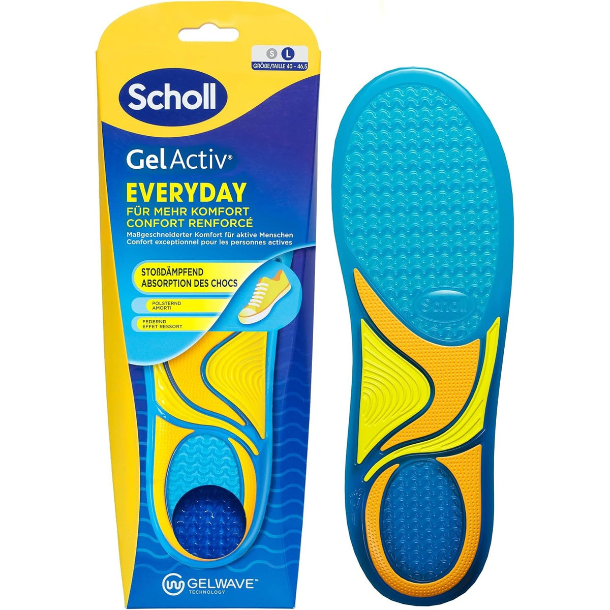 303729 - SCHOLL Sholla GelActiv Everyday për meshkuj, madhësitë 40-46.5, mbushje me shkumë memorieje dhe teknologji GelWave për rehati maksimale
