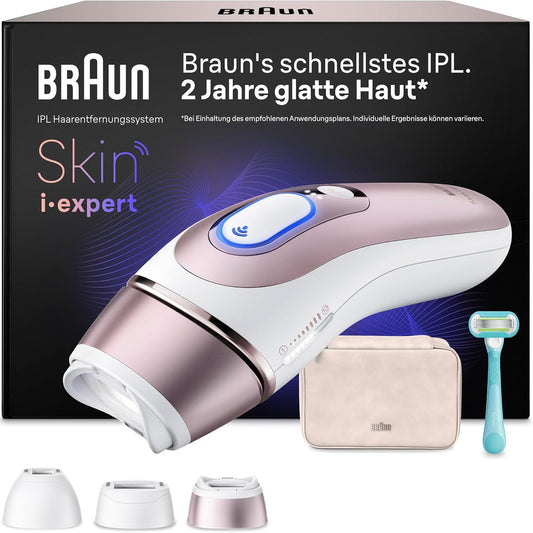 315015 - BRAUN Pajisje Smart IPL për Heqjen e Qimeve Skin i·expert 7, PL7311, e Bardhë/Ar i Rozë, Heqje Alternative me Lazer për Përdorim në Shtëpi, Heqje e Përhershme e Qimeve, përfshin Kuti, Brisk Venus dhe 3 Shtojca