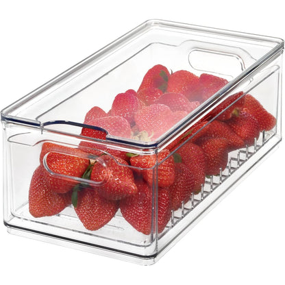 257255 - THE HOME EDIT Enë e madhe për ruajtjen e frutave dhe perimeve prej plastike të ricikluar, me tabaka të lëvizshme për ruajtjen e freskisë