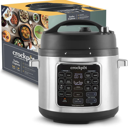 288154 - CROCKPOT Tenxhere shumëfunksionale Turbo Express, 5.6 L, 14 opsione gatimi, Zierje e ngadaltë, avull, gatim me presion, CSC062X