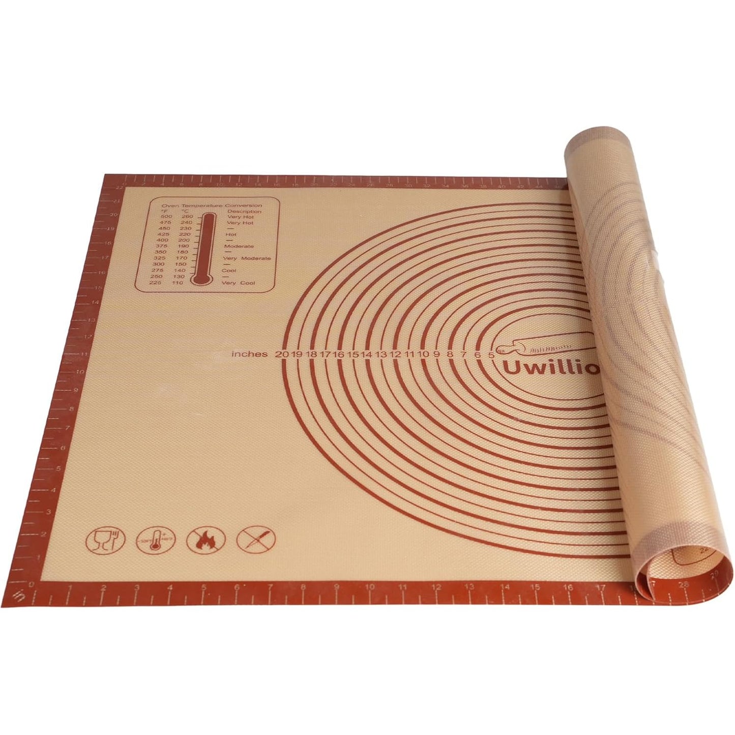 215223 - UWILLION Tapet Pjekjeje prej Silikoni 90 x 60 cm, Tapet Pune me Matje për Fondant, Pica, Bukë