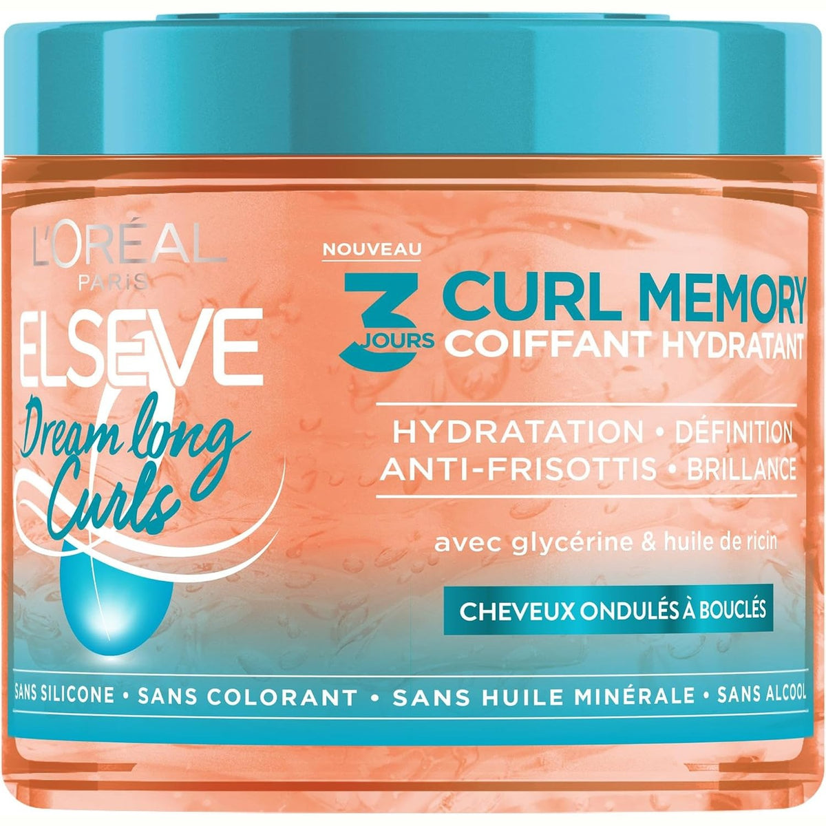 298764 - L'ORÉAL PARIS - Xhel stilimi për kaçurrela Curl Memory 3-Day - Flokë me onde deri në kaçurrela - Vaj ricini dhe glicerinë bimore - Pa silikon - Elseve Dream Long Curls - 400 ml