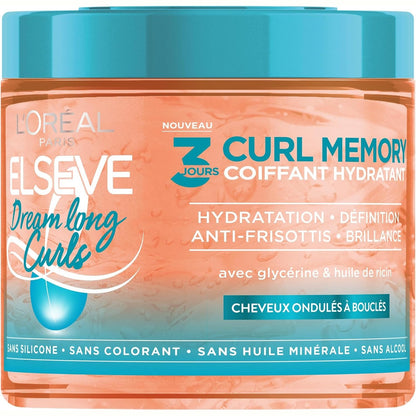 298764 - L'ORÉAL PARIS - Xhel stilimi për kaçurrela Curl Memory 3-Day - Flokë me onde deri në kaçurrela - Vaj ricini dhe glicerinë bimore - Pa silikon - Elseve Dream Long Curls - 400 ml