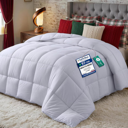 214608 - UTOPIA BEDDING Jorgan 240x260 cm, i ngrohtë 370 GSM, për krevat dopio, mbulesë e bardhë me fletëza këndore