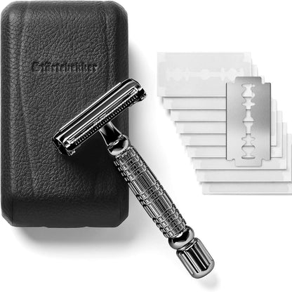 289687 - STÖRTEBEKKER® Brisku i Sigurisë Premium për Burra Hamburg - Set Rroje me 10 Tehe Rroje dhe Kuti Lëkure - Brisku i Lagësht për Burra me Kuti Udhëtimi me Pasqyrë - FITUES I TESTIT Stiftung Warentest (12/2024)