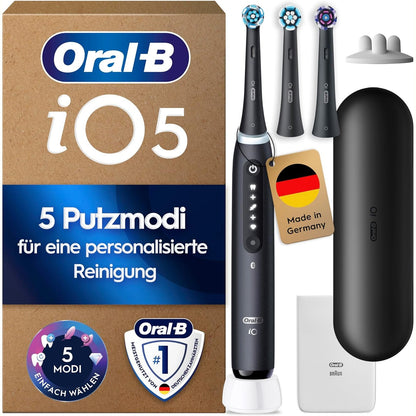 335773 - ORAL-B Furçë dhëmbësh elektrike iO 5, 3 koka zëvendësuese, Kuti, E zezë