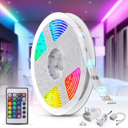 262659 - BKLicht, shirit LED shumëngjyrësh 5m, 24W, drita teli me errësim dhe telekomandë, vetëngjitës