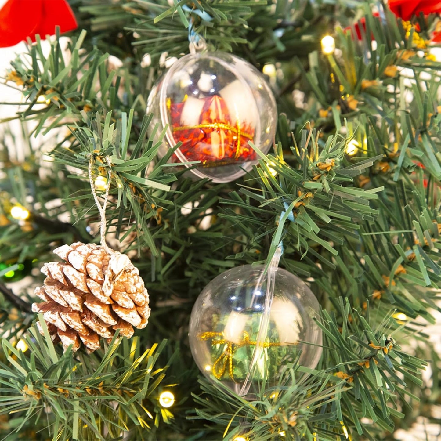 201198 - AGM 20 TOPA PLASTIKE Transparentë 10cm, Zbukurime të mbushura vetë për Pemën e Krishtlindjeve, të Papërshkueshme nga Thyeshmëria, për Krishtlindje, Vit të Ri ose Dekorime Dimri