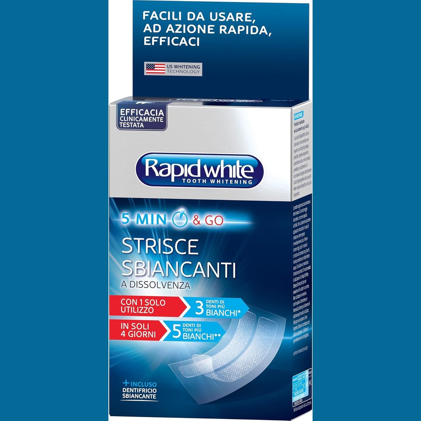 317309 - RAPID WHITE Shirita Zbardhues Dhëmbësh - 2x8 Shirita, Zbardhje deri në 5 Nuanca, Pa Peroksid