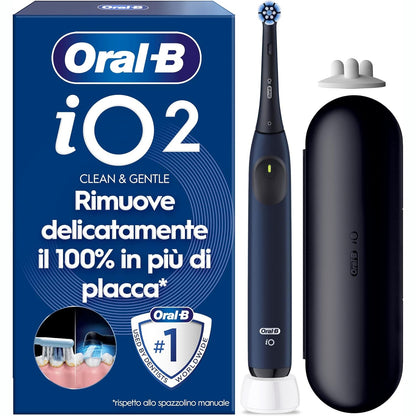271083 - ORAL-B Furçë dhëmbësh elektrike e rikarikueshme iO 2, 1 kokë zëvendësuese, e zezë, e butë për mishrat e dhëmbëve, çantë udhëtimi