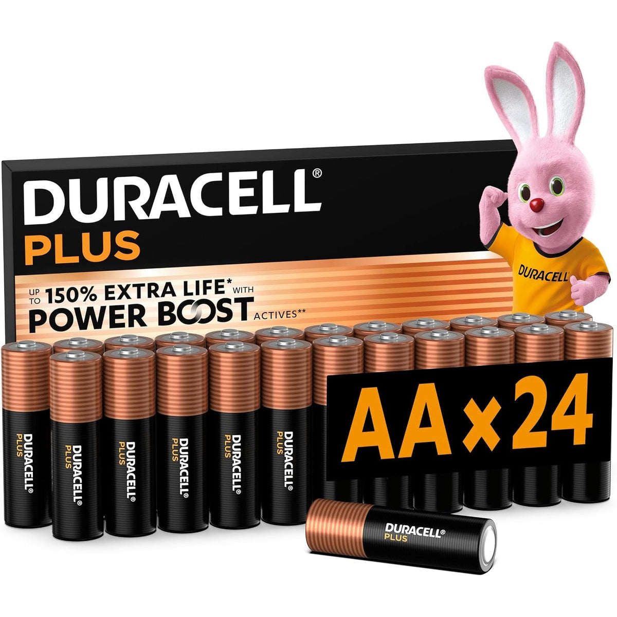 295256 - DURACELL Bateri Plus AA (Pako me 24), alkaline 1.5V, zgjat deri në 150% më shumë, përbërës POWER BOOST Actives, paketim 0% plastik, MN1500